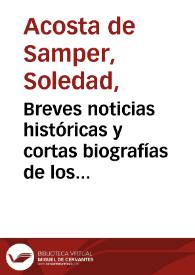 Breves noticias históricas y cortas biografías de los conquistadores del Nuevo Reino de Granada | Biblioteca Virtual Miguel de Cervantes