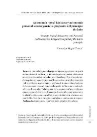 Autonomía moral kantiana y autonomía personal: convergencias a propósito del principio de daño  / Alexander Vargas Tinoco | Biblioteca Virtual Miguel de Cervantes